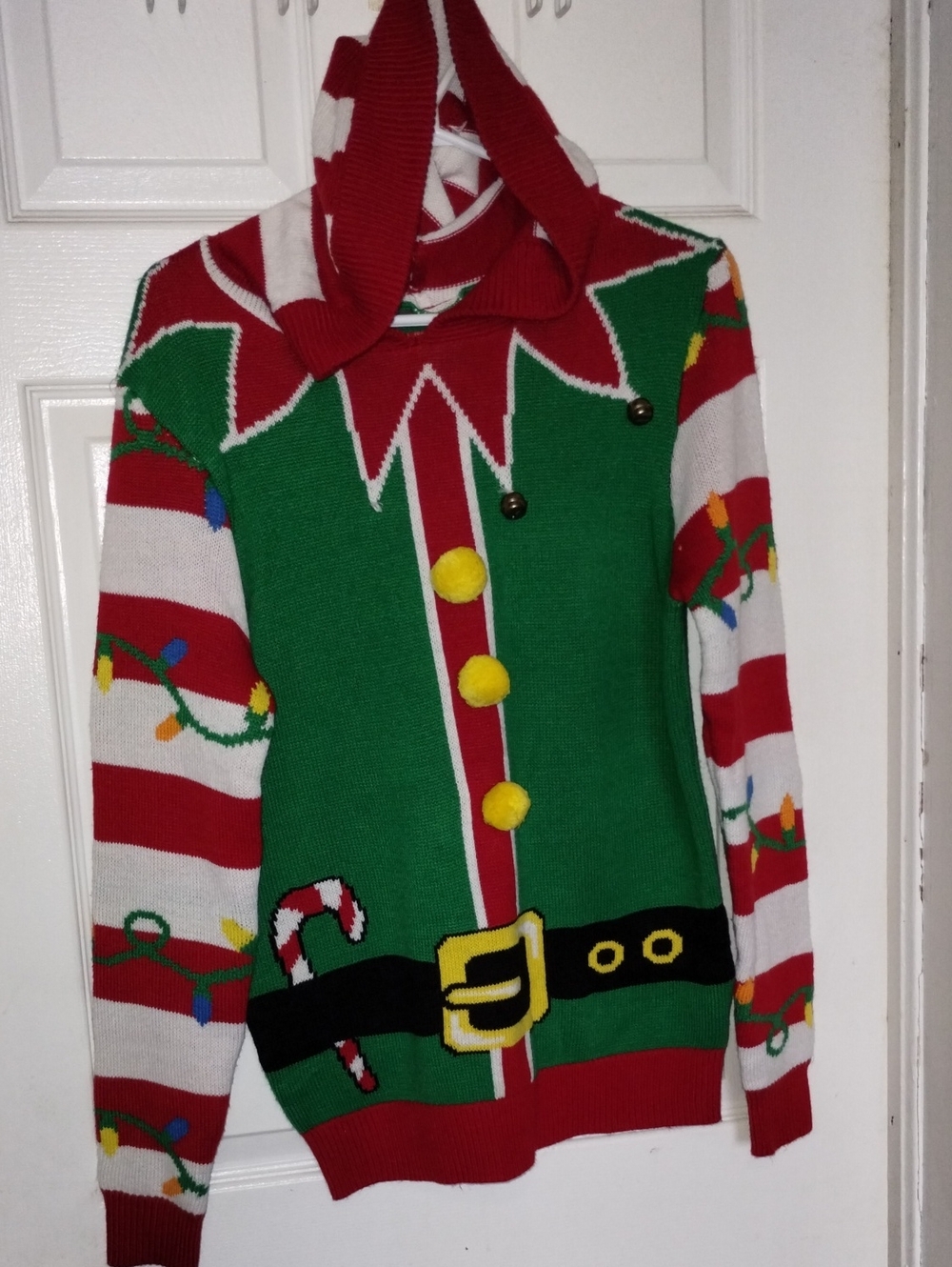 Holiday Elf Hooded Sweater - Green Size Small